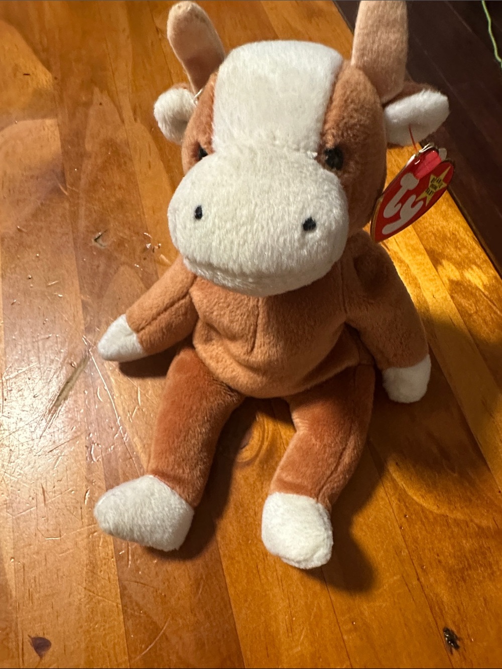 Ty Brown and White Cow Beanie Baby Plush
